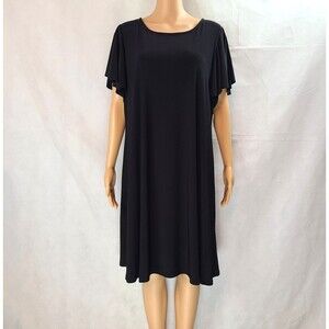 New TASH + SOPHIE Women's (2X) Black Knit Split Flutter Sleeve Shift Dress